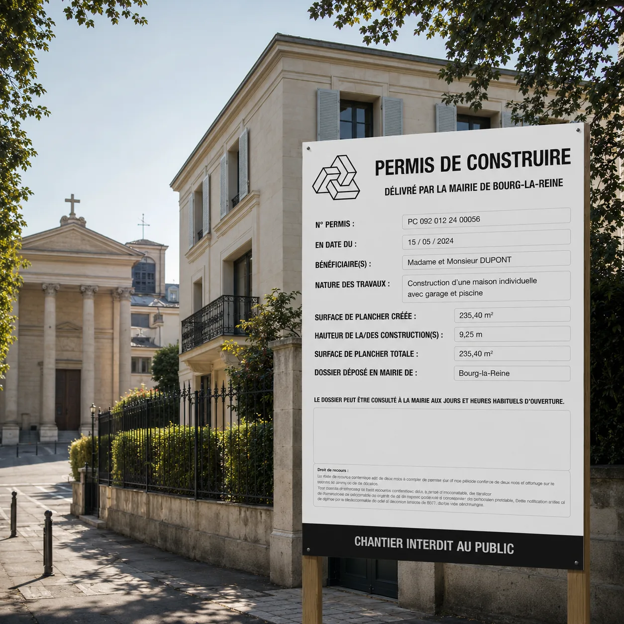 Suivi et affichage d'un permis de construire à Bourg-la-Reine
