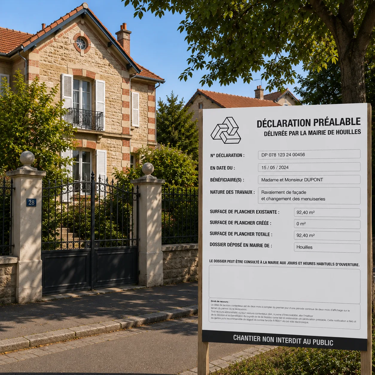 Suivi et affichage d'un permis de construire à Houilles