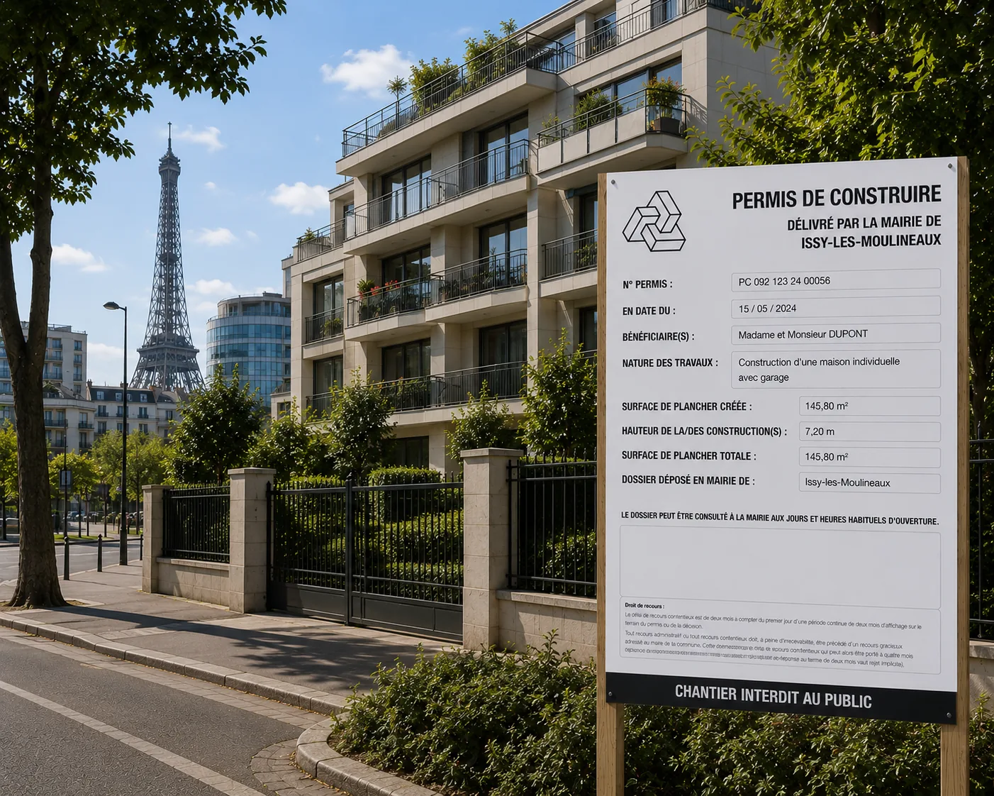 Suivi et affichage d'un permis de construire à Issy-les-Moulineaux