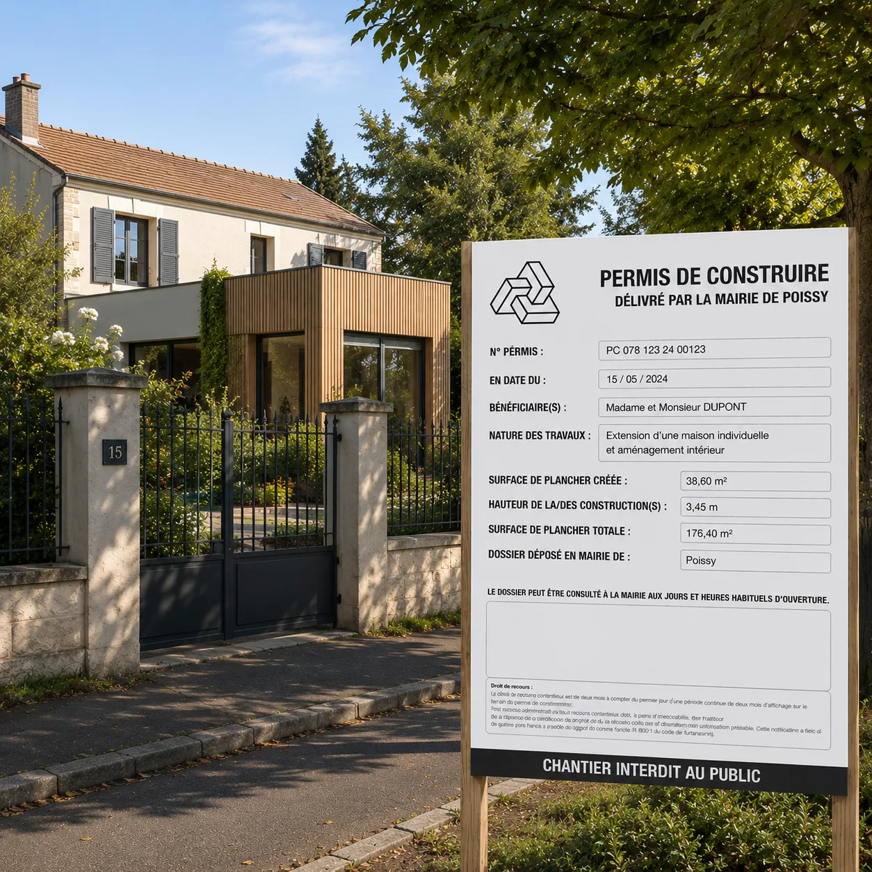 Suivi et affichage d'un permis de construire à Poissy