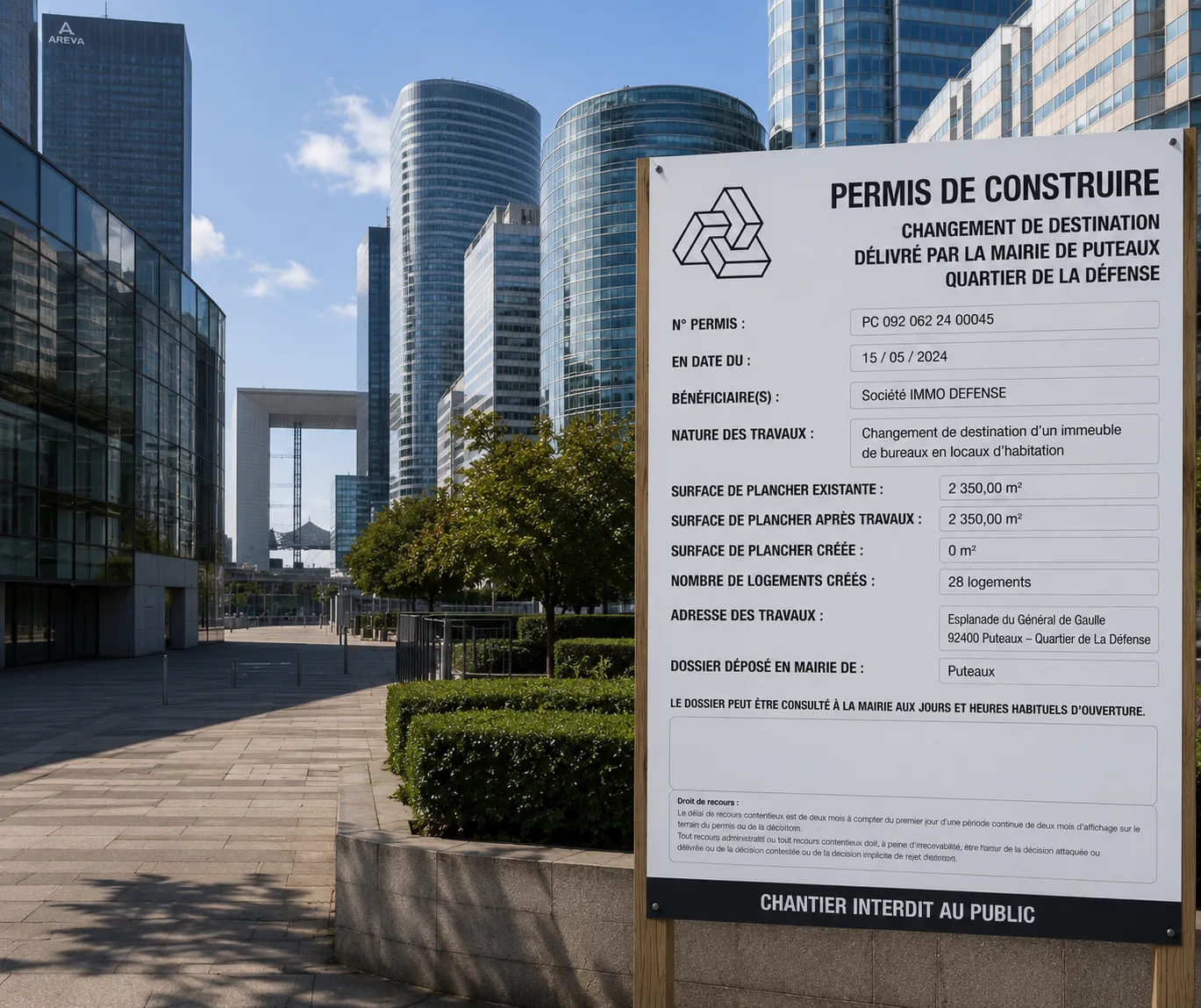 Suivi et affichage d'un permis de construire à Puteaux