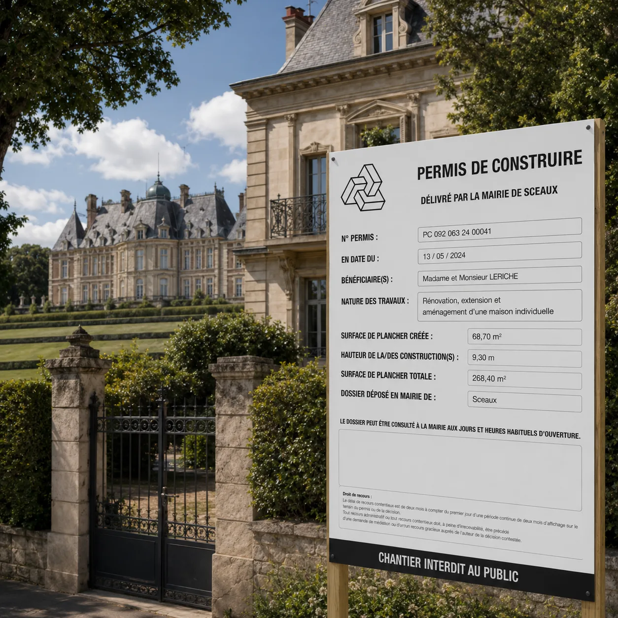Suivi et affichage d'un permis de construire à Sceaux