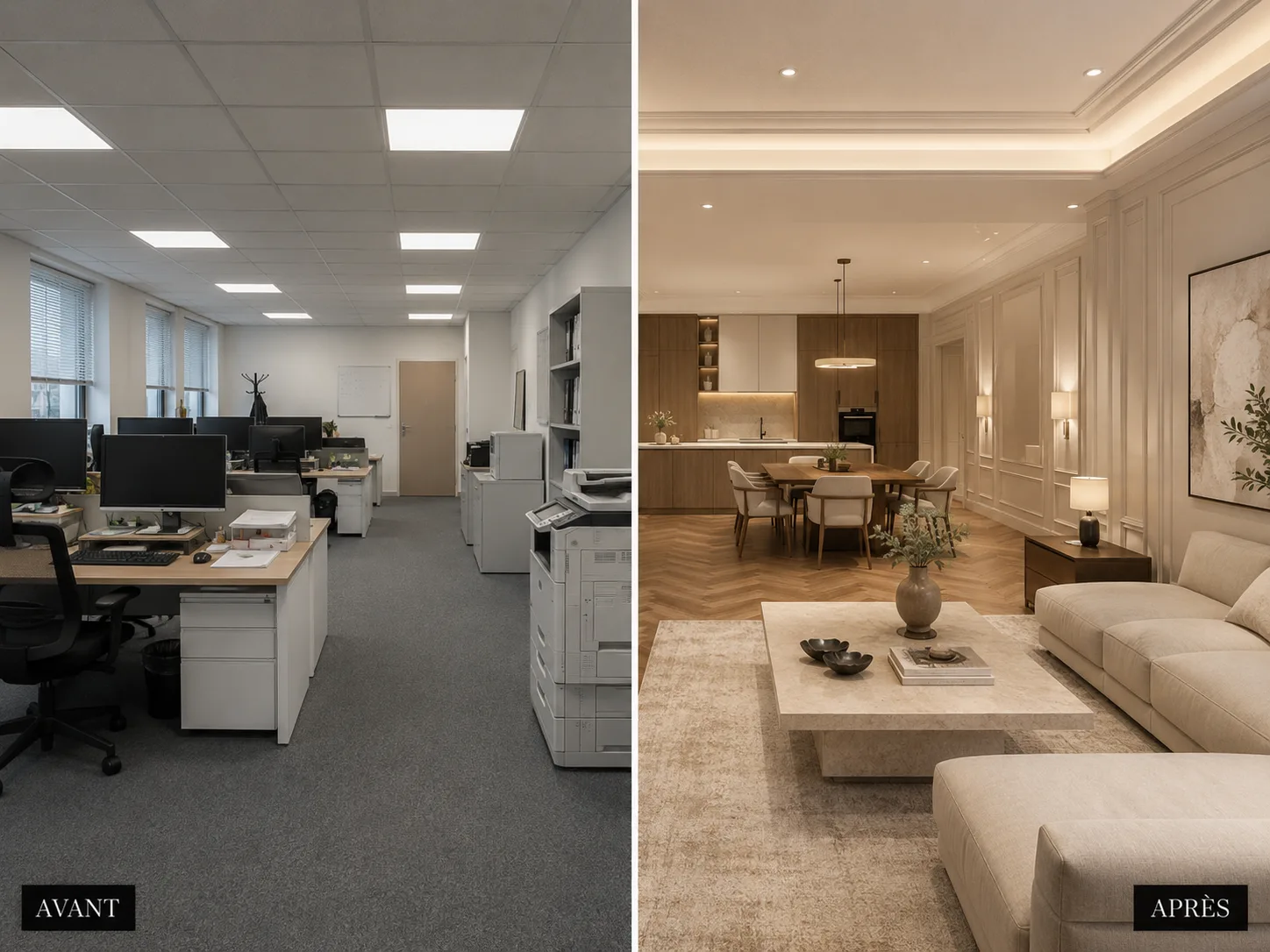 Bureau converti en habitation
