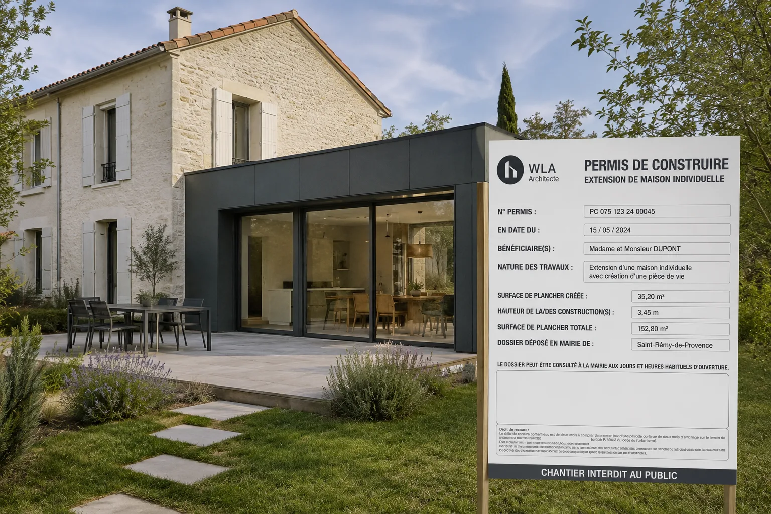 Extension maison réalisée et raccordée à l'existant