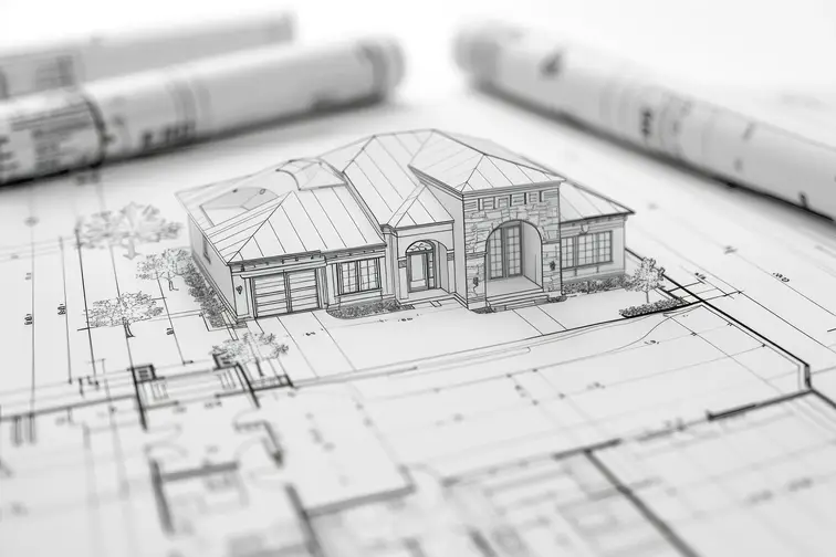 Plan de coupe et de façade d'une maison