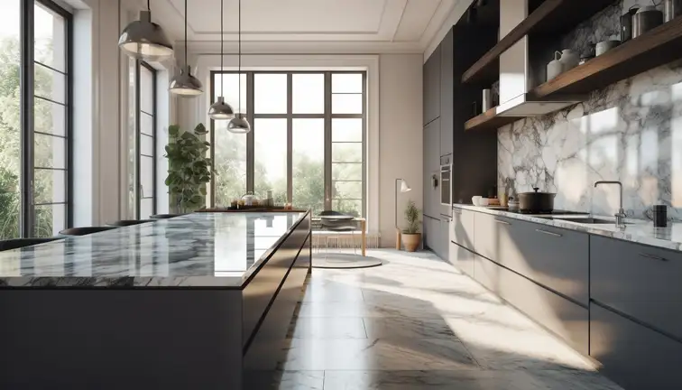 Cuisine ouverte sur séjour après rénovation par un architecte